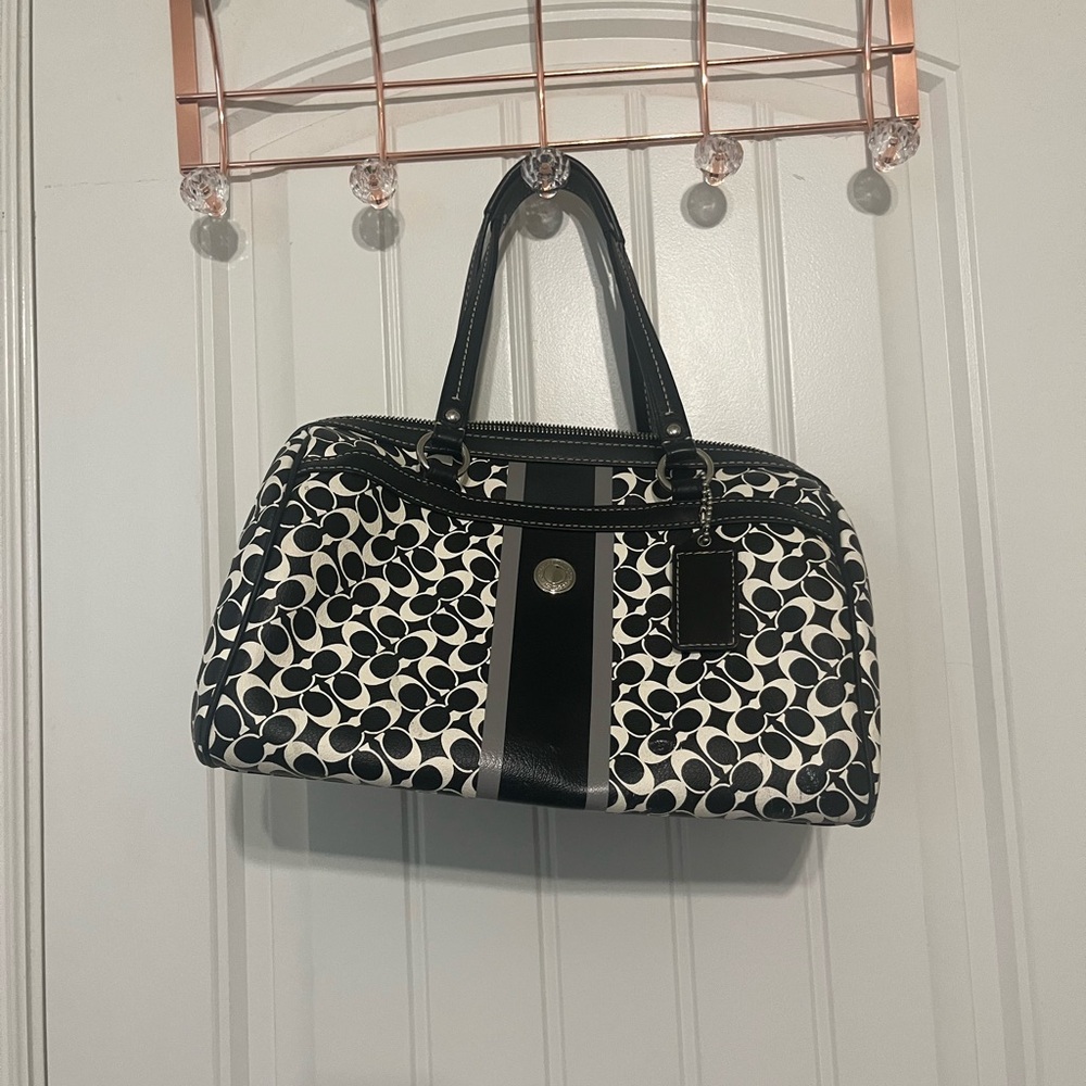 Coach Black and White Circle Pattern Satchel